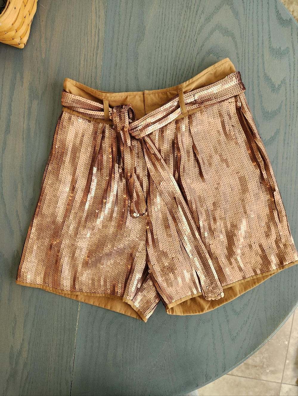 See By Chloe Bronze Sequin Shorts Size 6